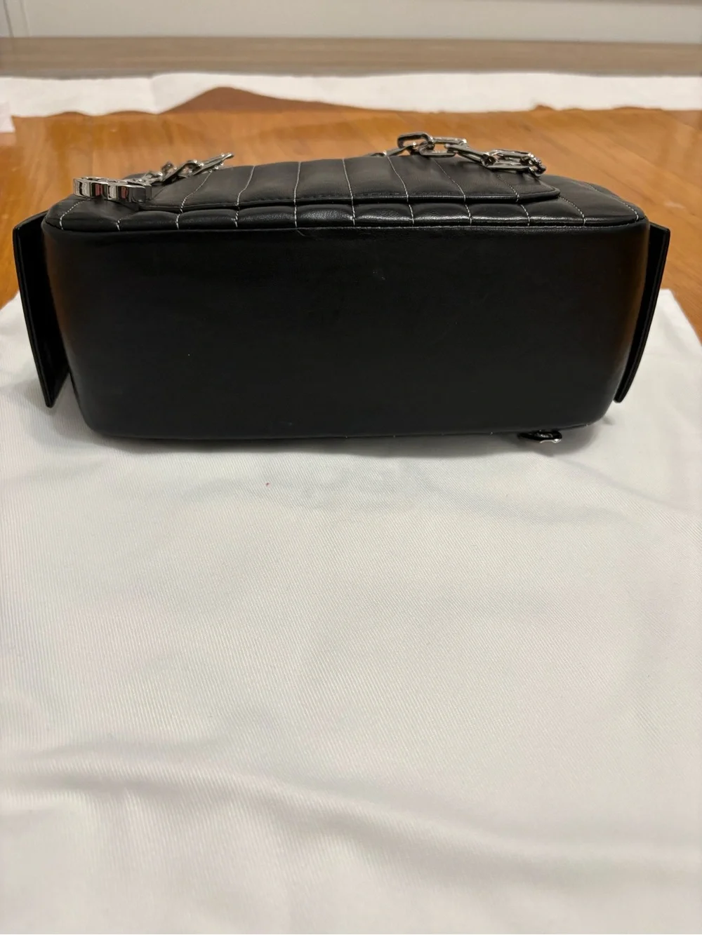 💟Chanel Mademoiselle Vertical Quilted Camera Bag- Black w/ Silver hardware💟